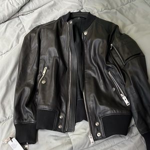 Diesel black leather jacket (L-ABBOTT JACKET, DEEP BLACK.
